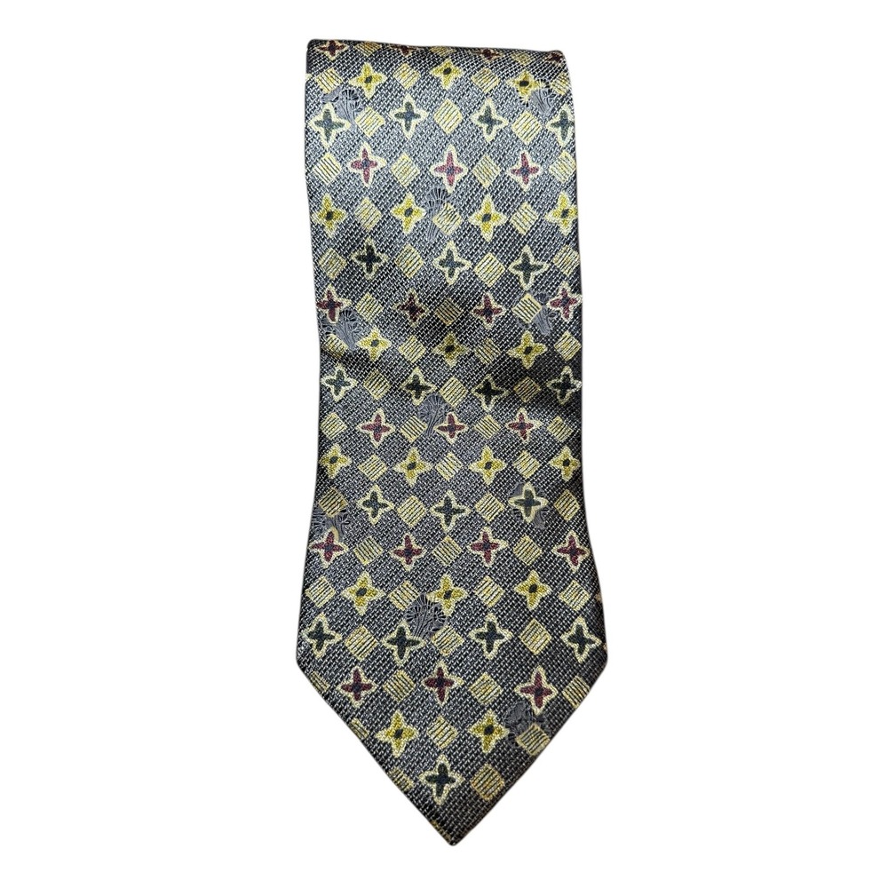 Ermenegildo Zegna Silk Geometric Pattern Luxury Neck Tie Made in Italy Mens